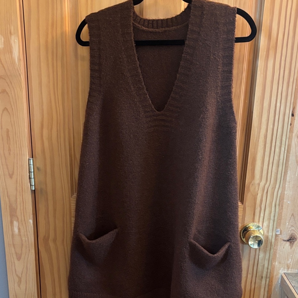 Elegant Brown V-Neck Sweater Vest